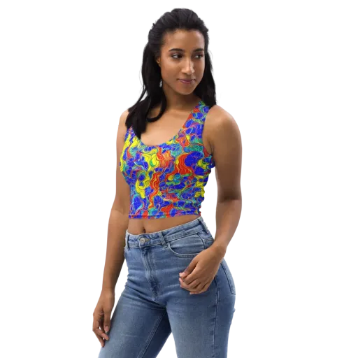 Blue Flame Maze on a Crop Top