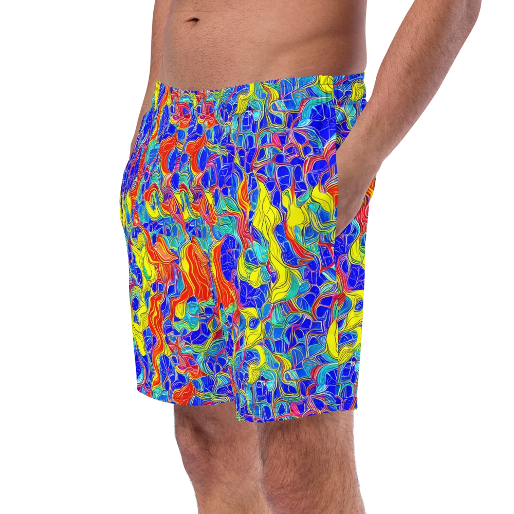 Blue Flame Maze on Swim Trunks — Left Front