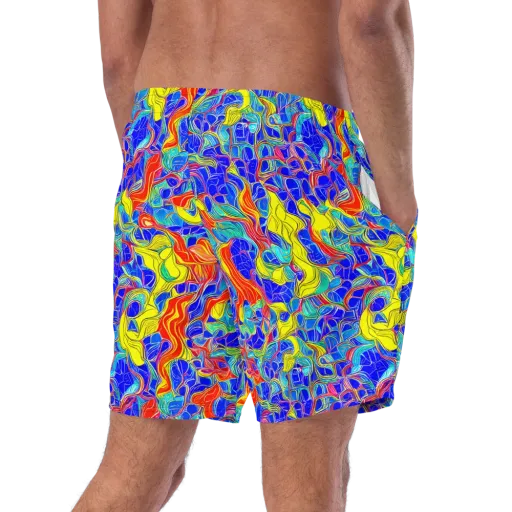Blue Flame Maze on a Swim Trunks