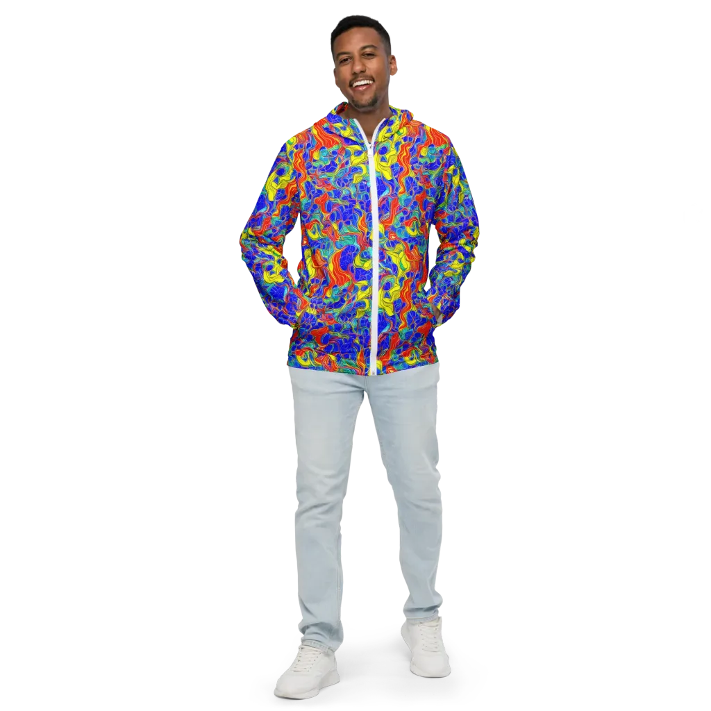 Blue Flame Maze on Men's Windbreaker — Front