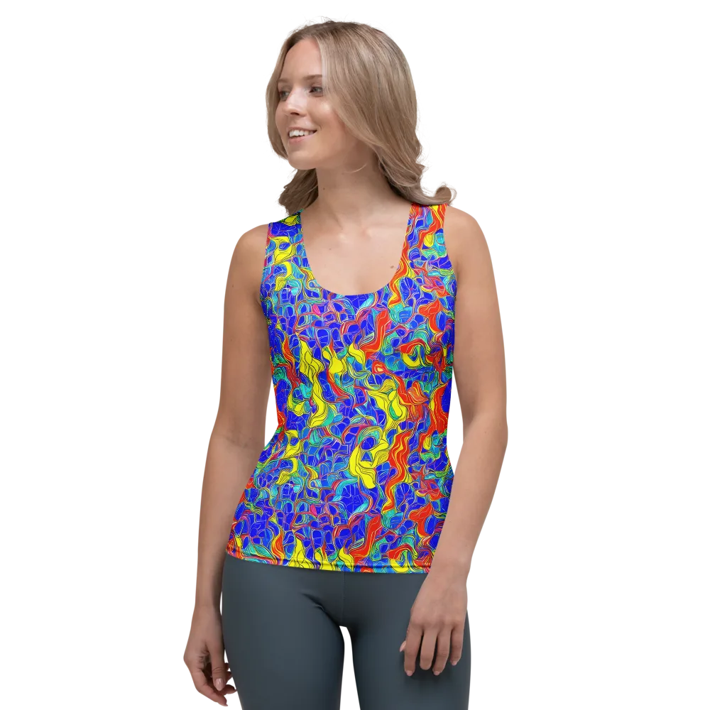 Blue Flame Maze on Women's Tank Top — Front