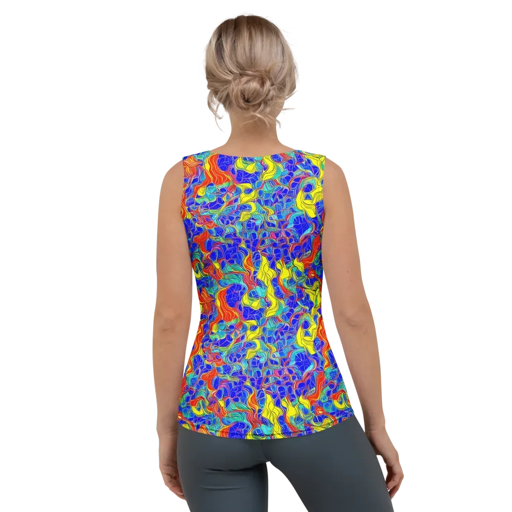 Blue Flame Maze on Women's Tank Top — Back