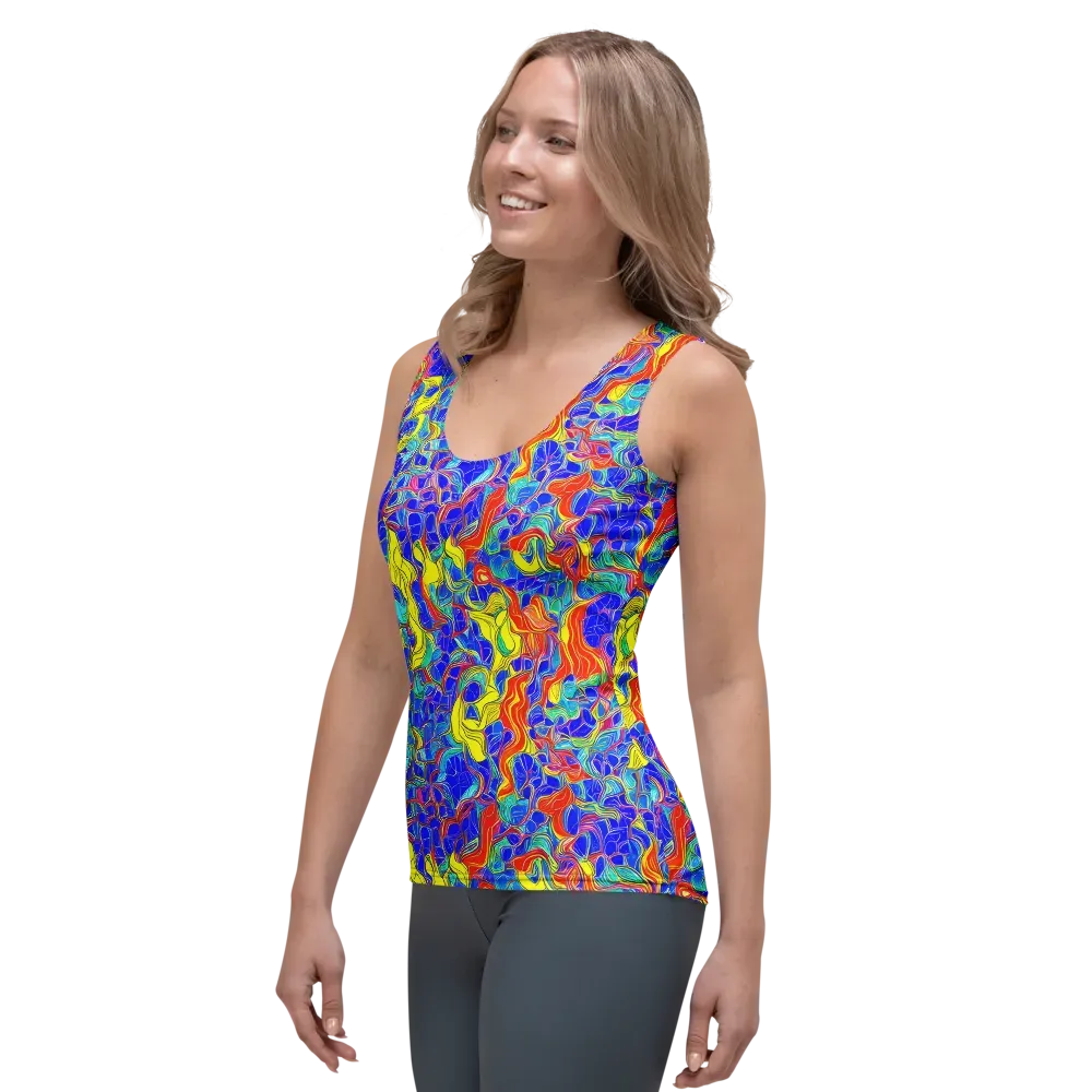 Blue Flame Maze on Women's Tank Top — Left Front