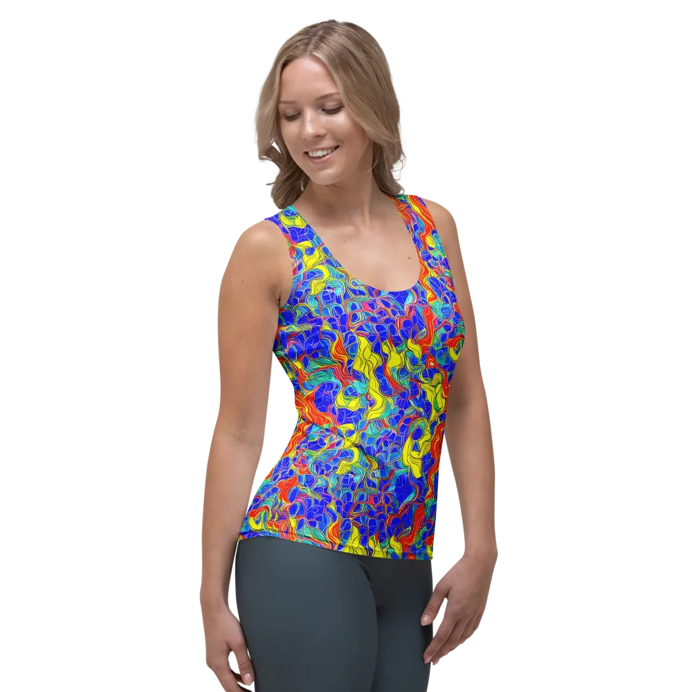 Blue Flame Maze on Women's Tank Top — Right Front