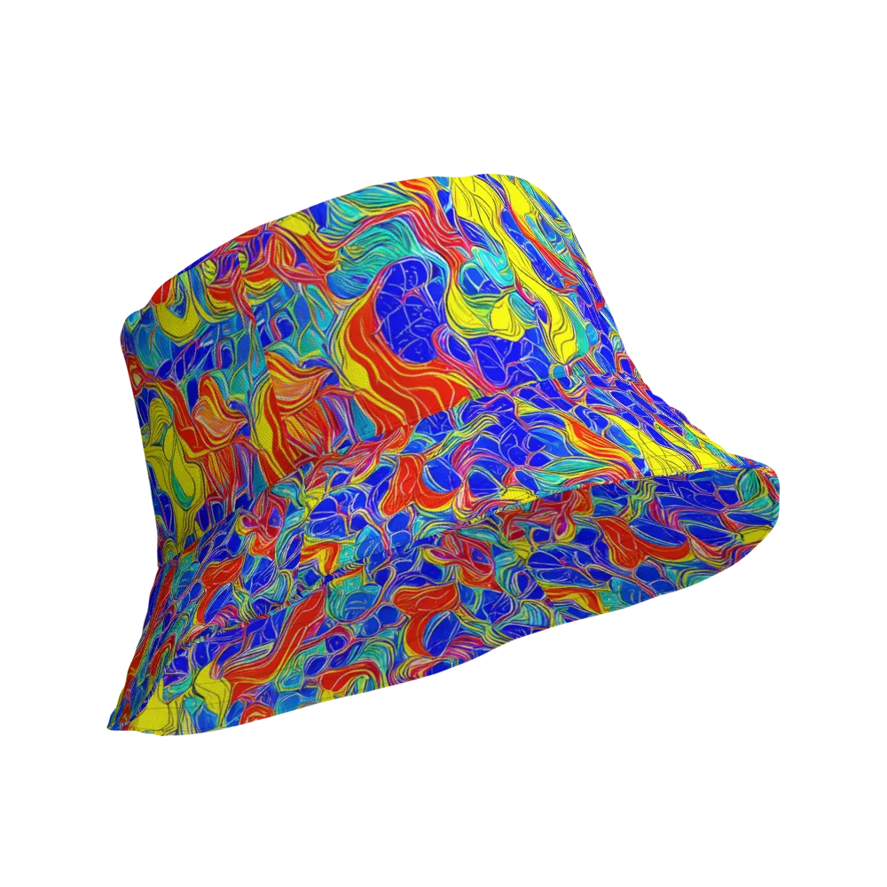 Blue Flame Maze on Reversible Bucket Hat — Product details Outside