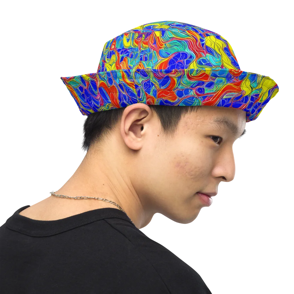 Blue Flame Maze on Reversible Bucket Hat — Right Outside
