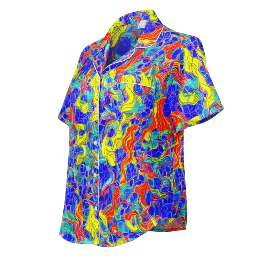Blue Flame Maze on a Women's Short Sleeve Pajama Top