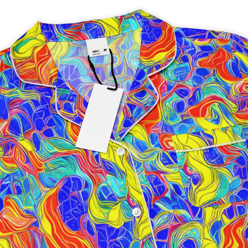 Blue Flame Maze on Women's Short Sleeve Pajama Top — Product details