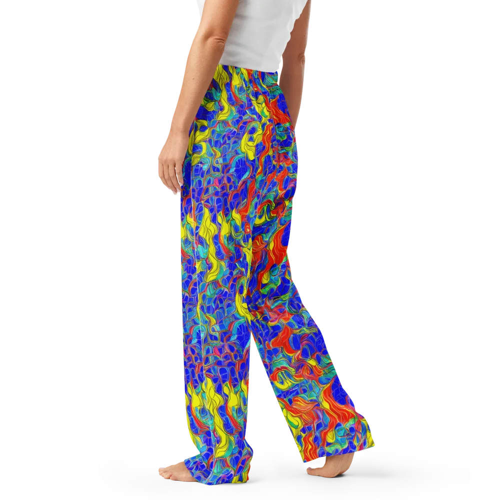 Blue Flame Maze on Women's Pajama Pants — Left