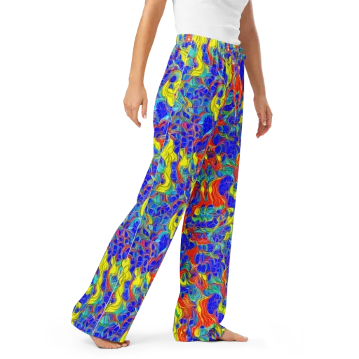Blue Flame Maze on a Women's Pajama Pants