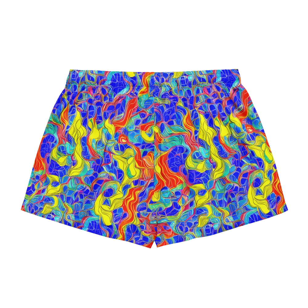 Blue Flame Maze on Women's Pajama Shorts — Back