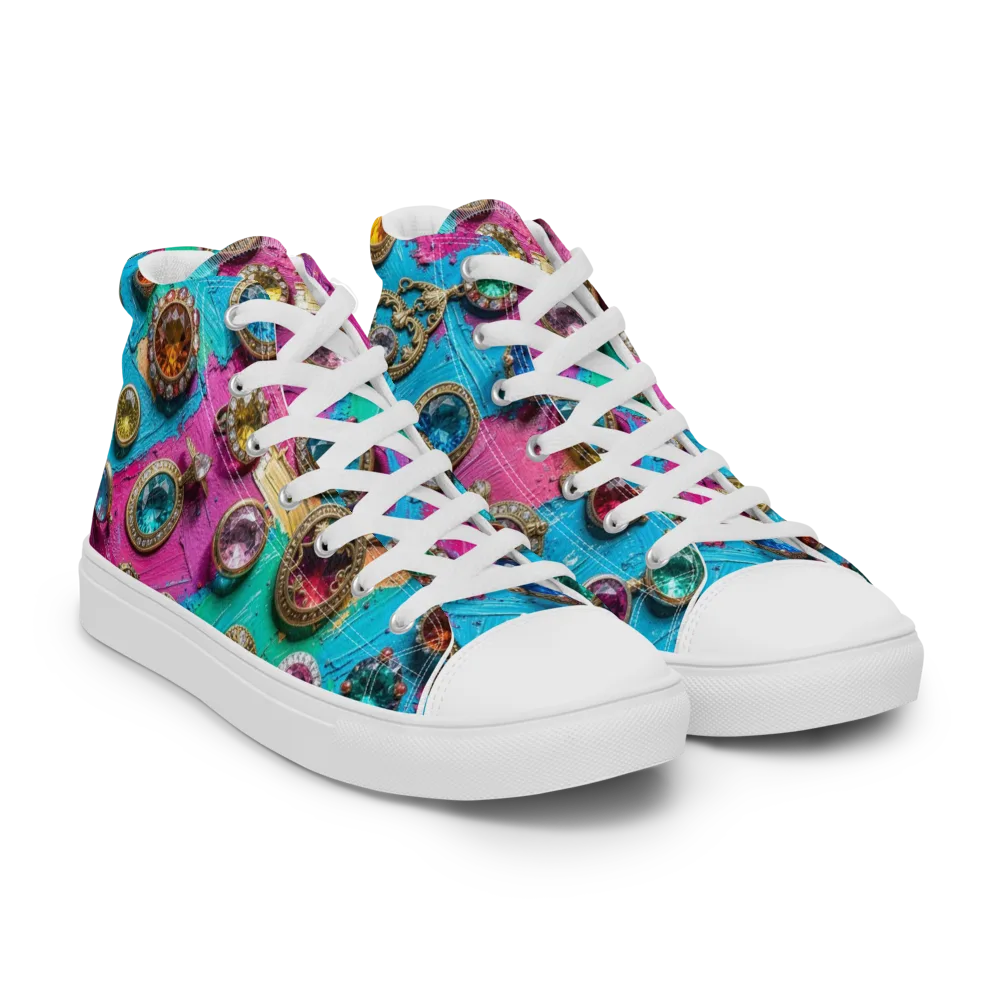 Jewel Box Riot on Men's High Top Canvas Shoes — Right Front