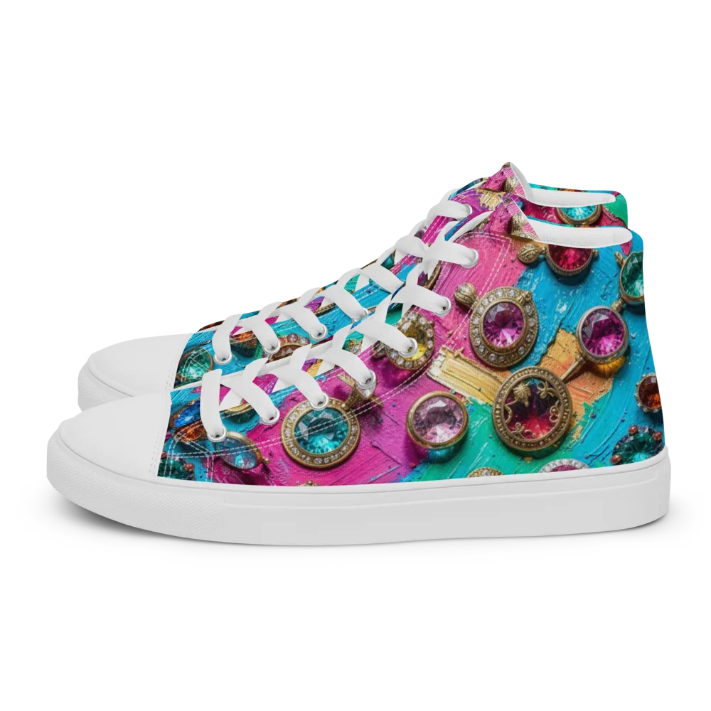 Jewel Box Riot on Men's High Top Canvas Shoes — Left
