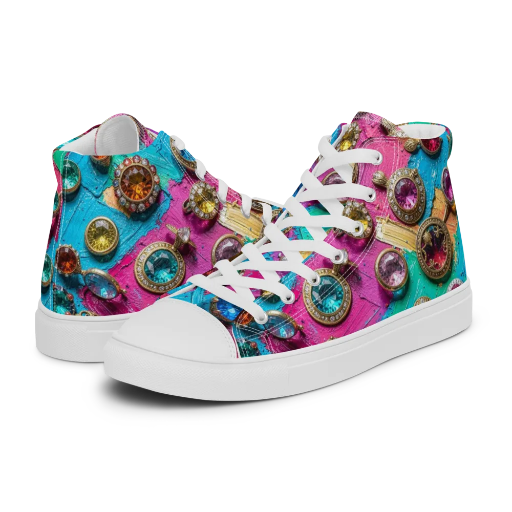 Jewel Box Riot on Men's High Top Canvas Shoes — Left