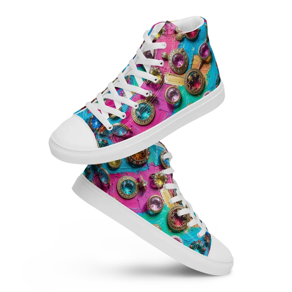 Jewel Box Riot on Men's High Top Canvas Shoes — Front