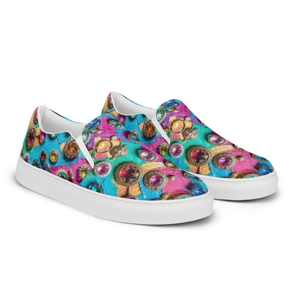 Jewel Box Riot on Men's Slip-On Canvas Shoes — Right Front