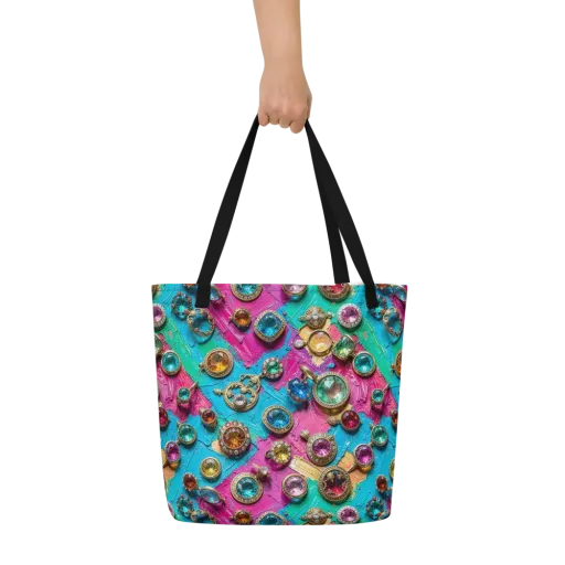 Jewel Box Riot on a Large Tote Bag W/ Pocket