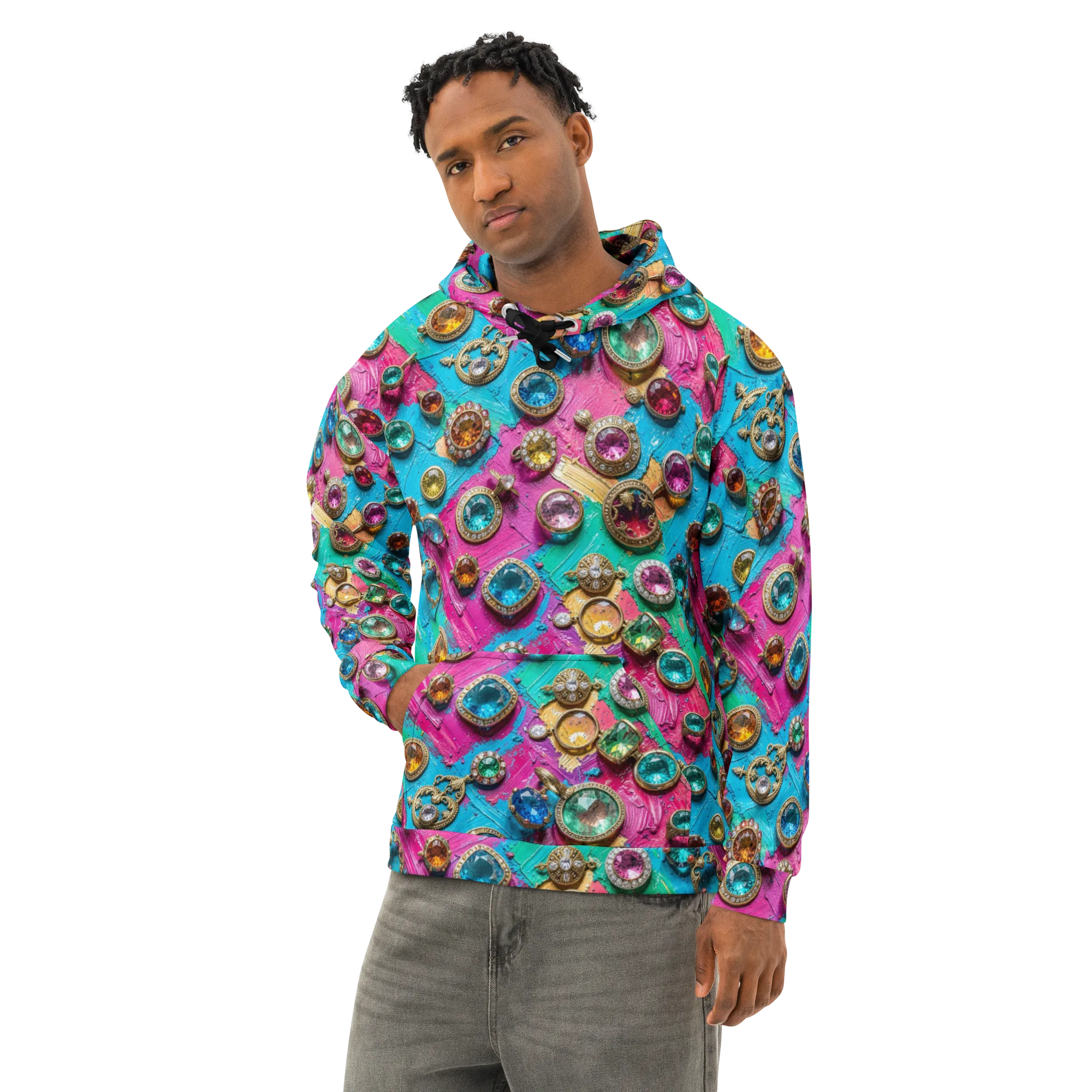 Jewel Box Riot on Cotton Hoodie — Left Front