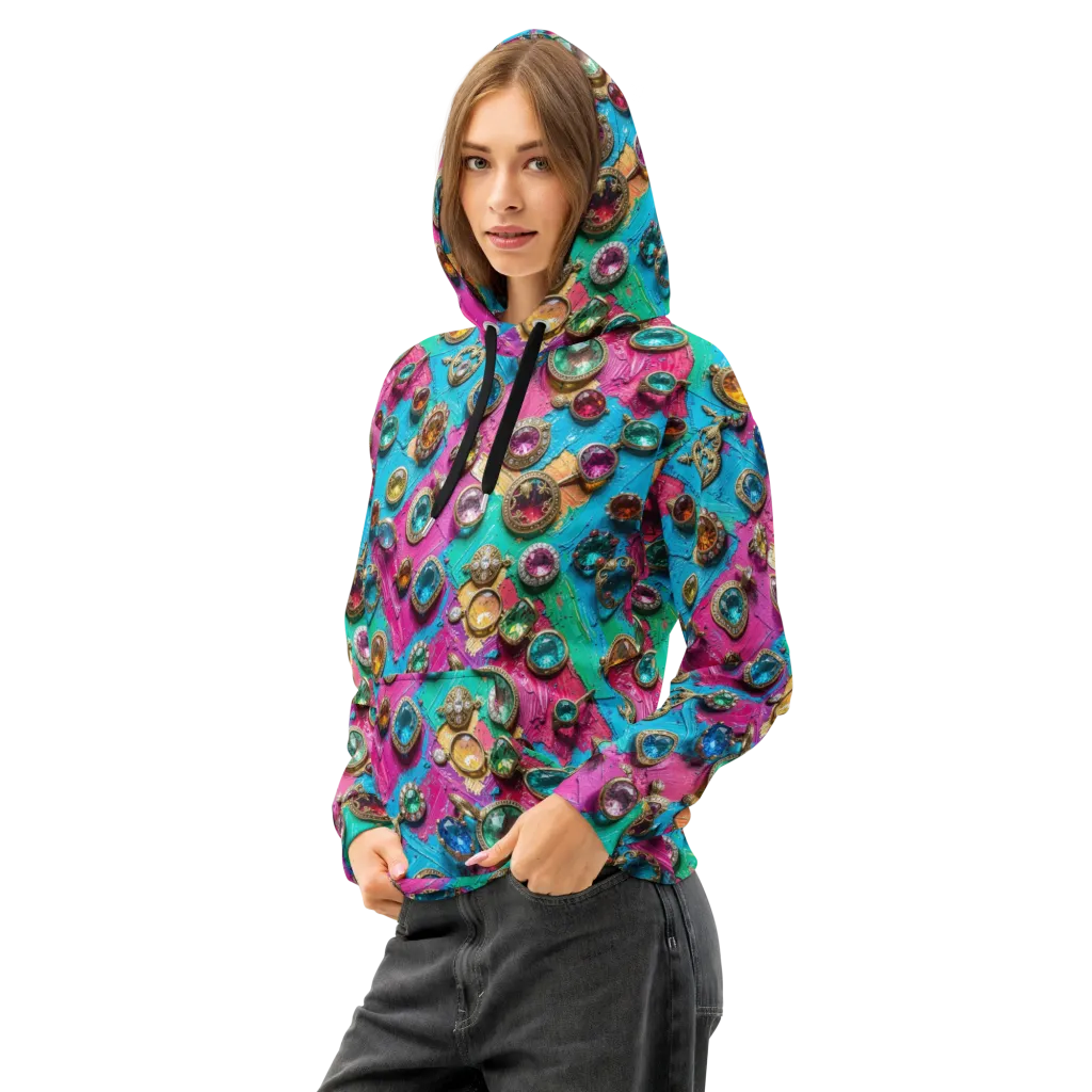 Jewel Box Riot on Cotton Hoodie — Left Front