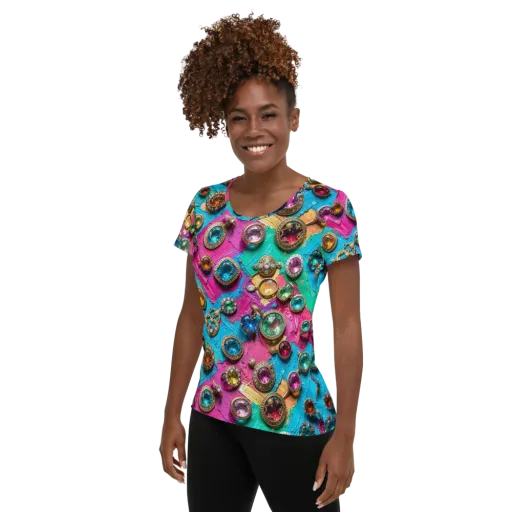 Jewel Box Riot on a Women's Athletic T-Shirt