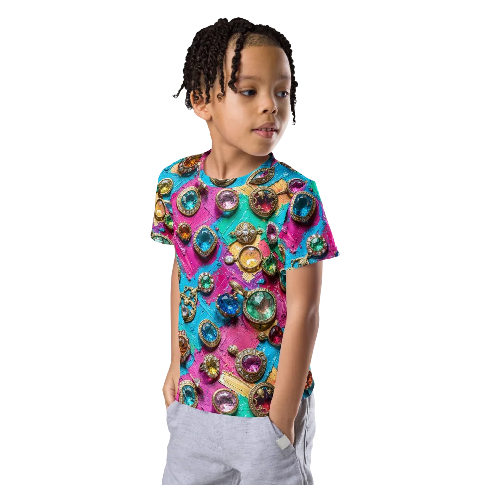 Jewel Box Riot on Kids Crew Neck T-Shirt — Left Front