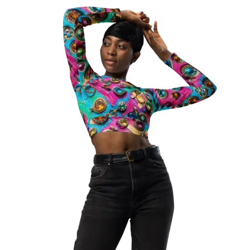 Jewel Box Riot on a Long Sleeve Crop Top