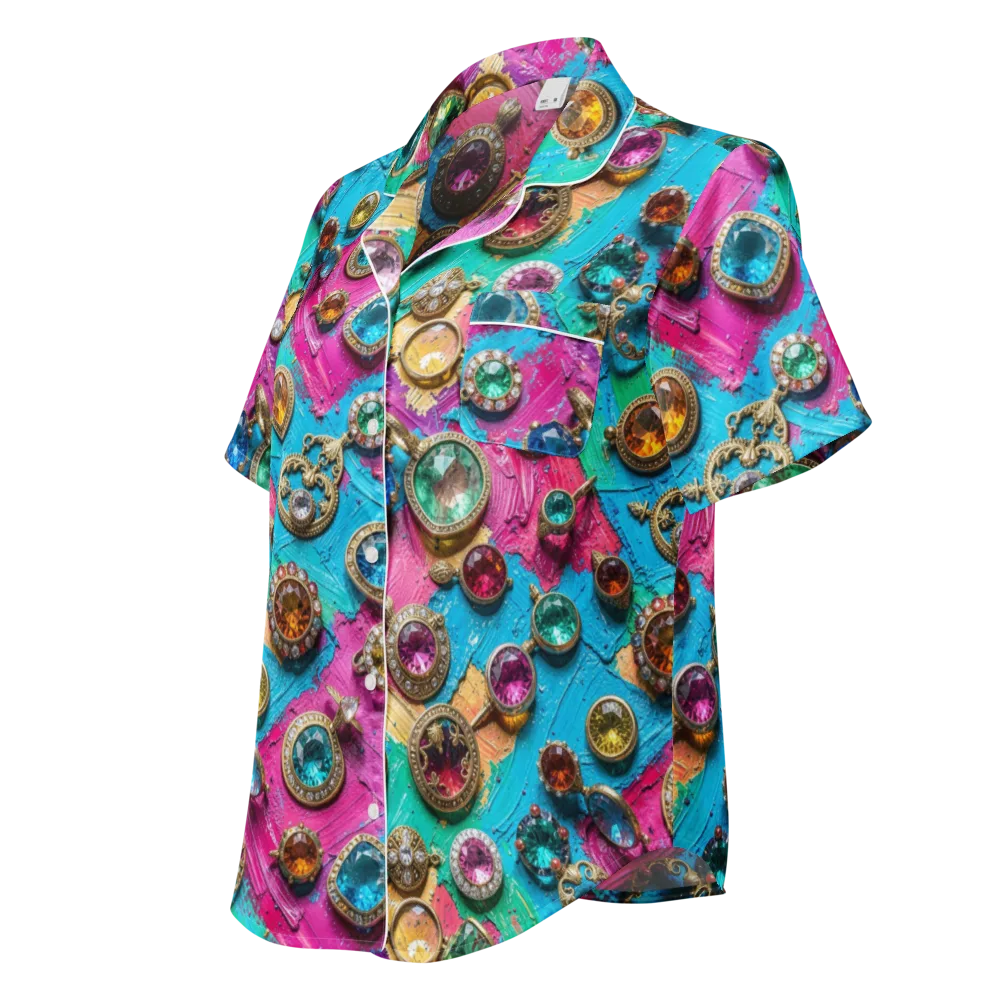 Jewel Box Riot on Women's Short Sleeve Pajama Top — Left Front