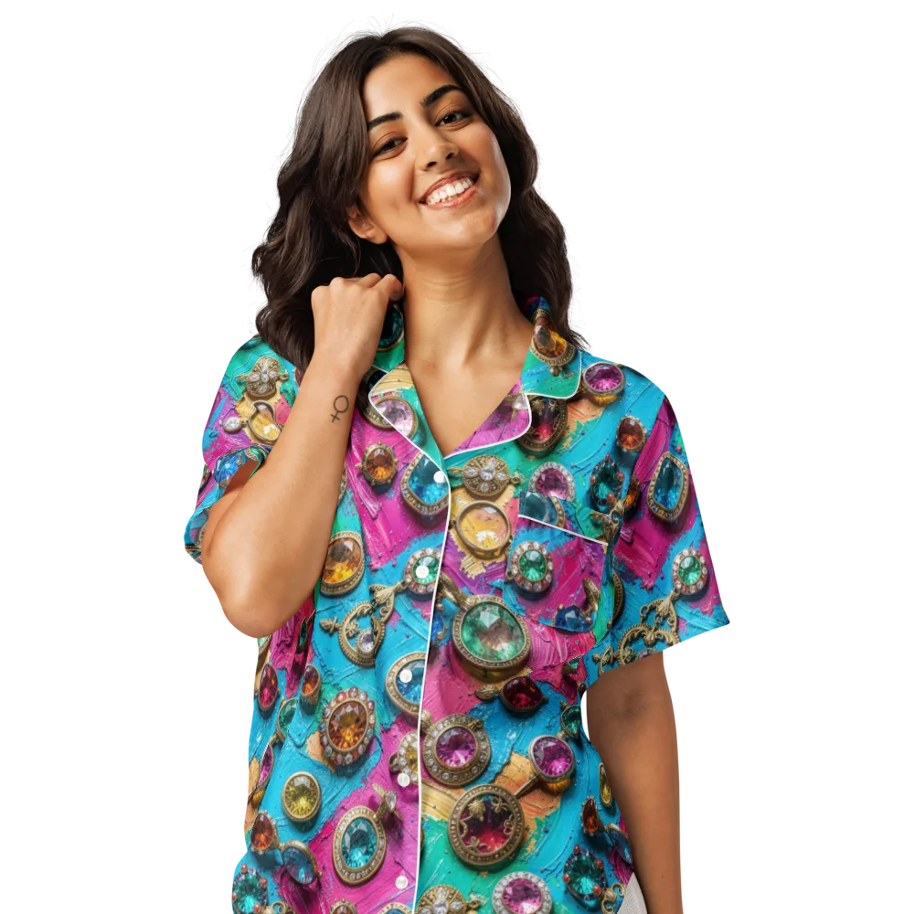 Jewel Box Riot on Women's Short Sleeve Pajama Top — Front