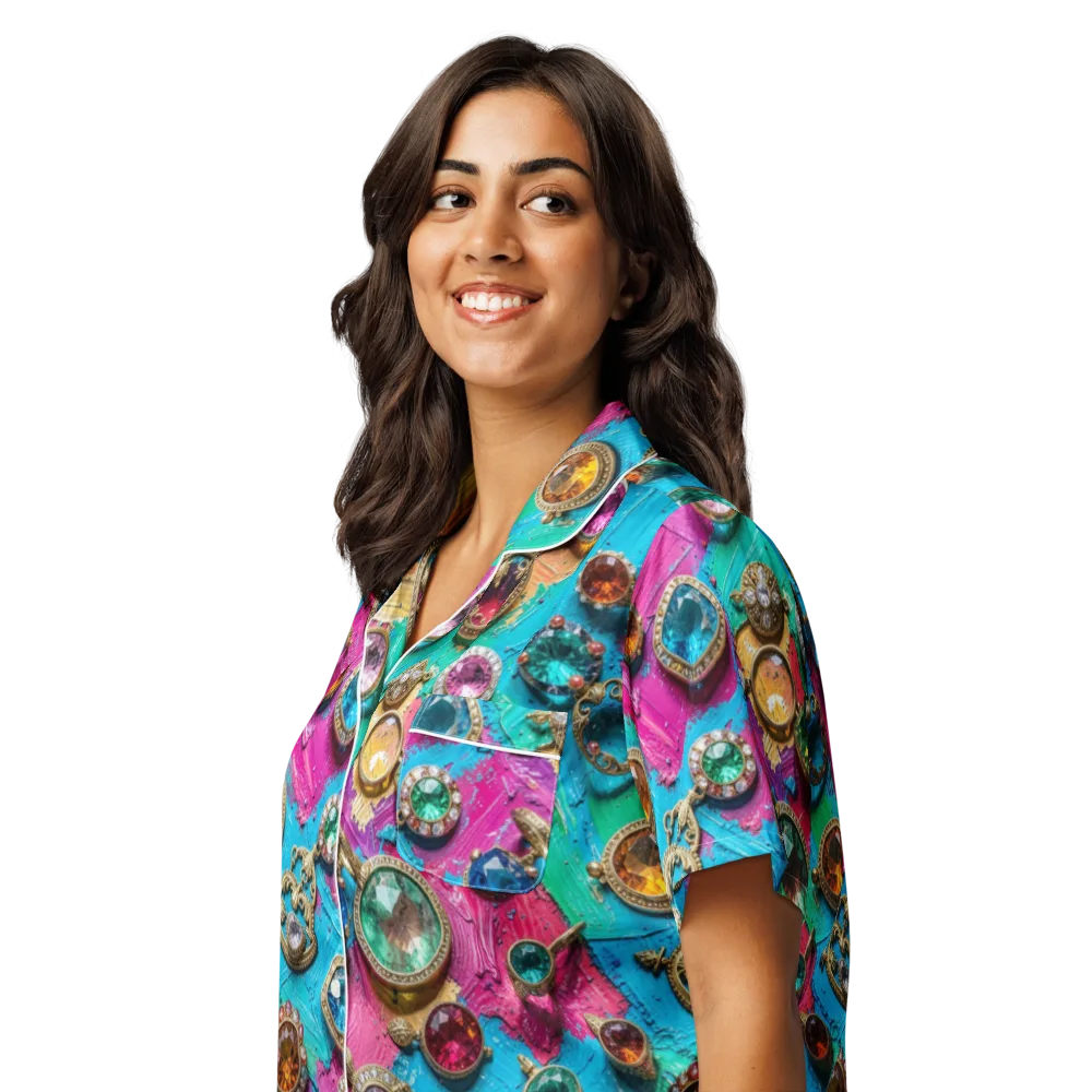 Jewel Box Riot on Women's Short Sleeve Pajama Top — Left Front