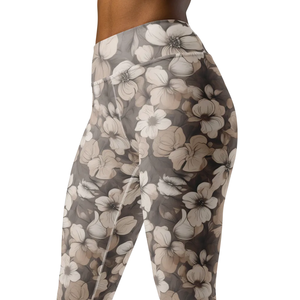 Sepia Dogwood on Yoga Leggings — Left Front