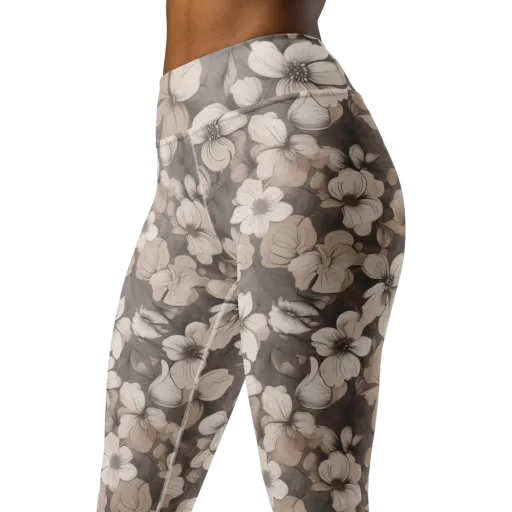 Sepia Dogwood on a Yoga Leggings