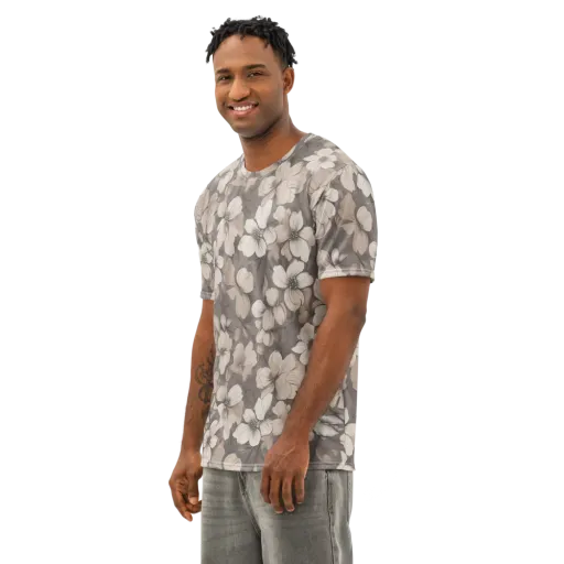 Sepia Dogwood on a Men's Cotton Crew Neck T-Shirt