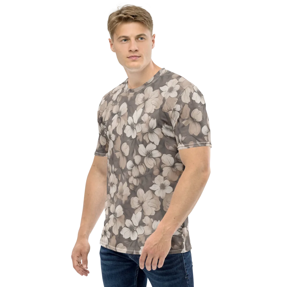 Sepia Dogwood on Men's Crew Neck T-Shirt — Left
