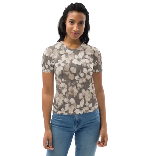 Sepia Dogwood on a Women's Crew Neck T-Shirt