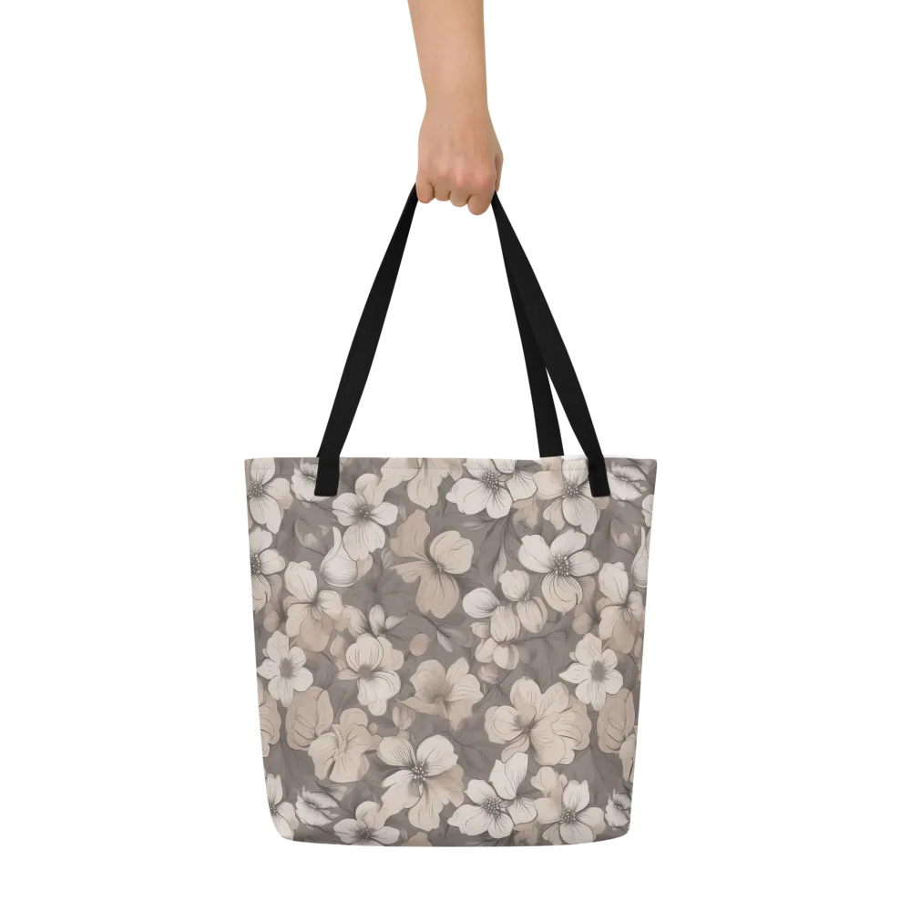 Sepia Dogwood on Large Tote Bag W/ Pocket — Front