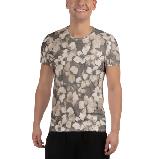 Sepia Dogwood on a Men's Athletic T-Shirt