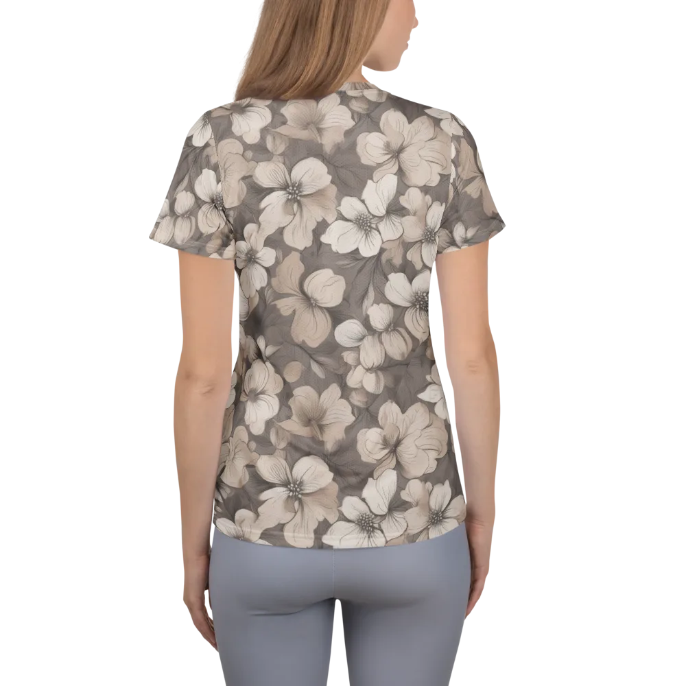 Sepia Dogwood on Women's Athletic T-Shirt — Back