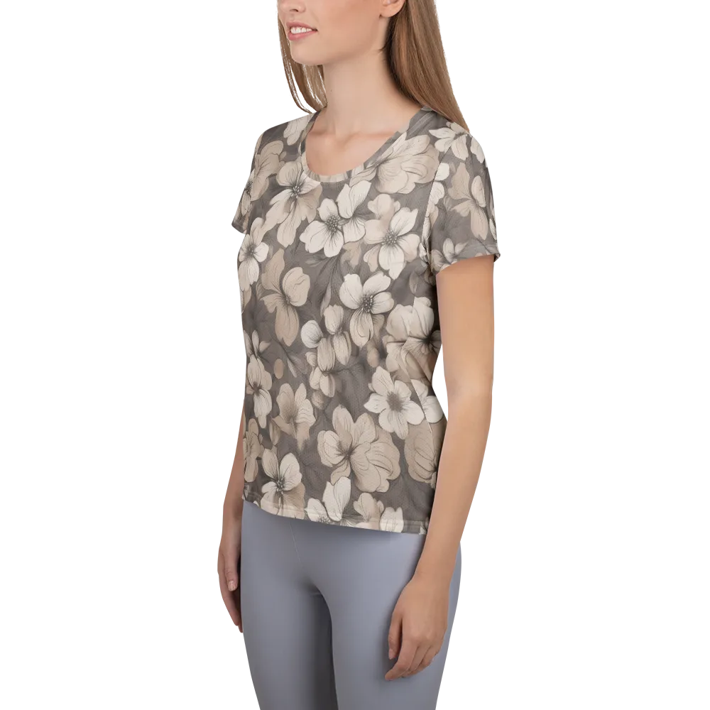Sepia Dogwood on Women's Athletic T-Shirt — Left