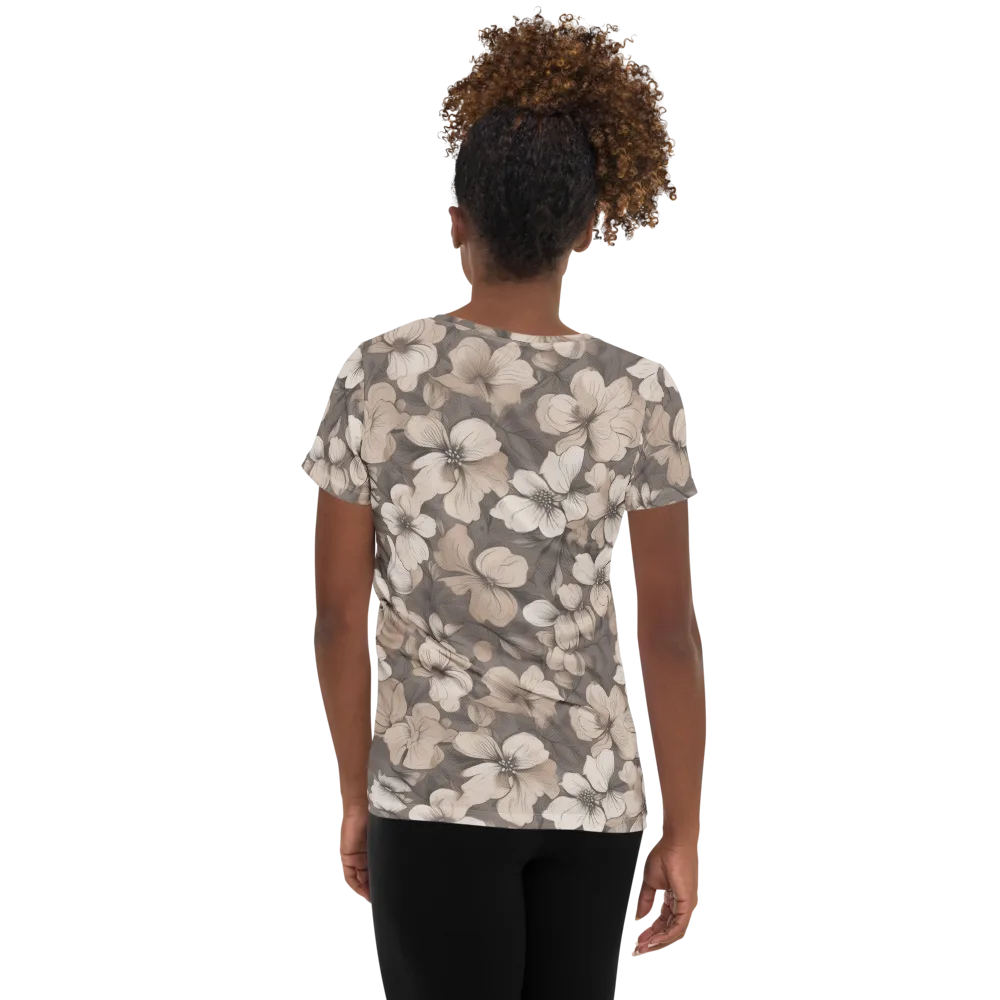 Sepia Dogwood on Women's Athletic T-Shirt — Back