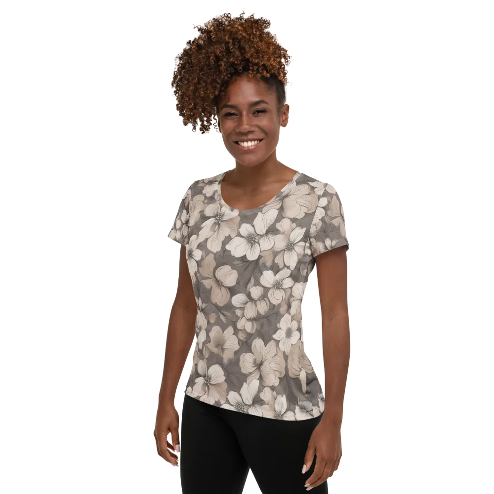 Sepia Dogwood on Women's Athletic T-Shirt — Left