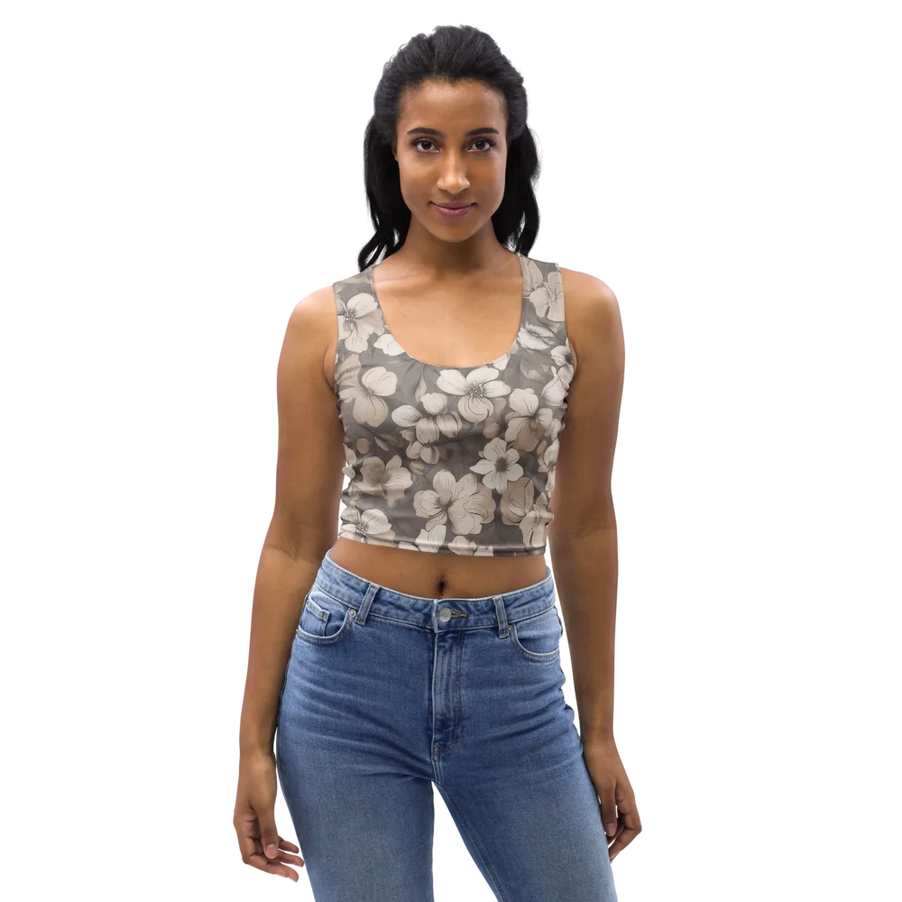 Sepia Dogwood on Crop Top — Front