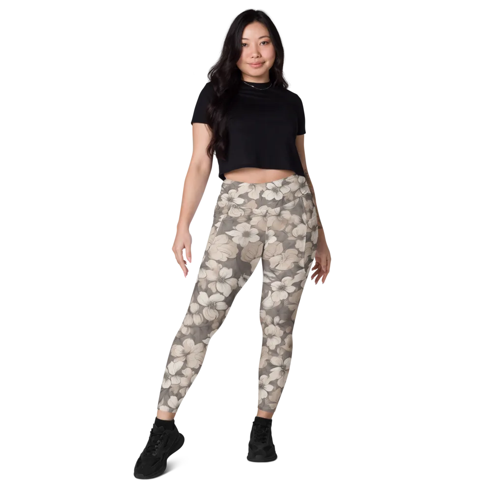 Sepia Dogwood on Leggings with Pockets — Front