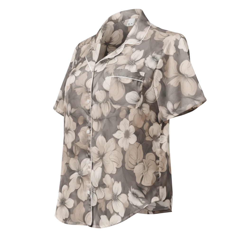 Sepia Dogwood on Women's Short Sleeve Pajama Top — Left Front