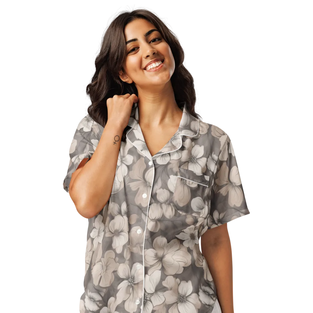 Sepia Dogwood on Women's Short Sleeve Pajama Top — Front
