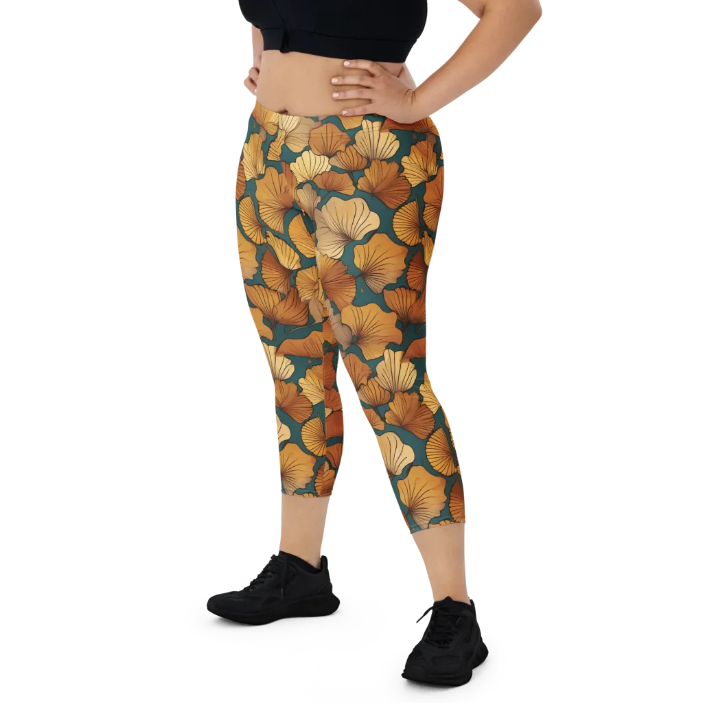 Ginkgo Ember on Capri Leggings — Front
