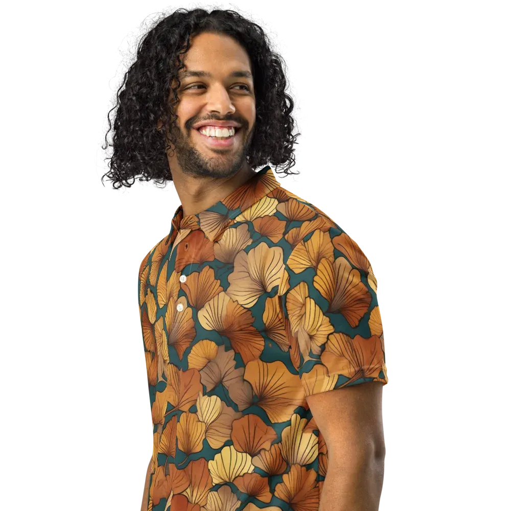 Ginkgo Ember on Men's Slim Fit Polo Shirt — Left Front