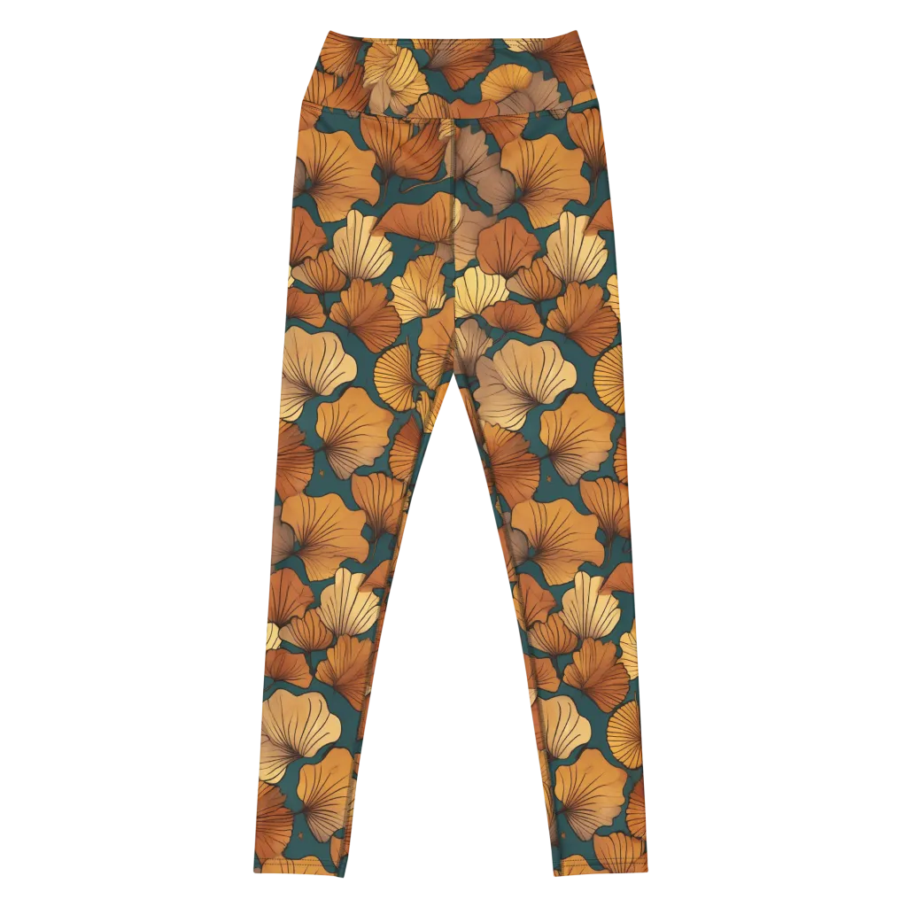 Ginkgo Ember on Yoga Leggings — Front