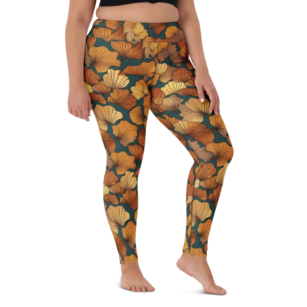 Ginkgo Ember on Yoga Leggings — Front