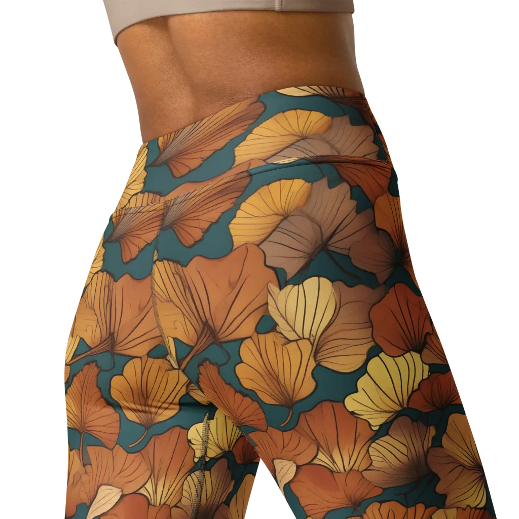 Ginkgo Ember on Yoga Leggings — Back