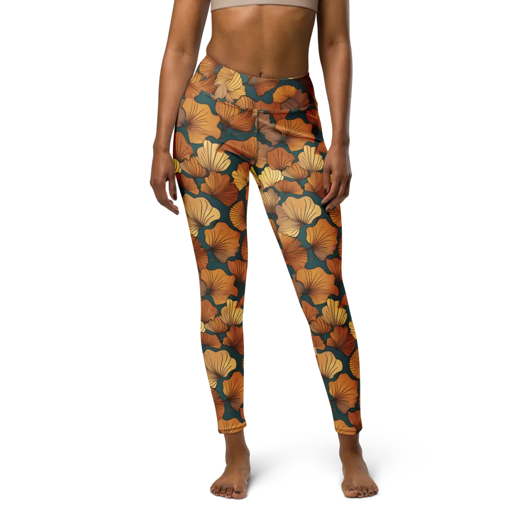 Ginkgo Ember on Yoga Leggings — Front
